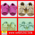 Wholesale larger size Leather sales 2015 sweet color tassels sandals and bow baby shoes factory